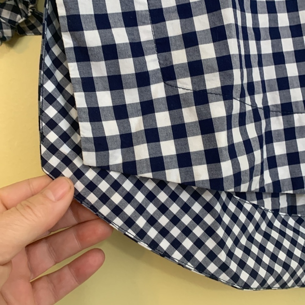 Vineyard Vines 100% Cotton Mixed Gingham Tie Sleeve High Low Hem Pullover Top S - Picture 10 of 17